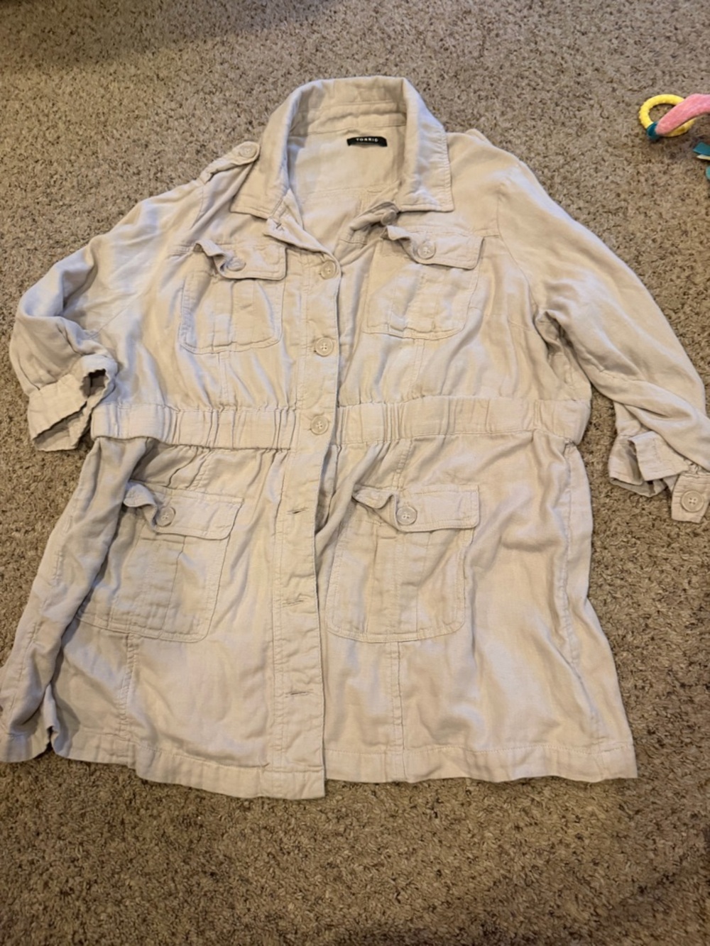 torrid Light Beige Utility Jacket with Cinched Waist